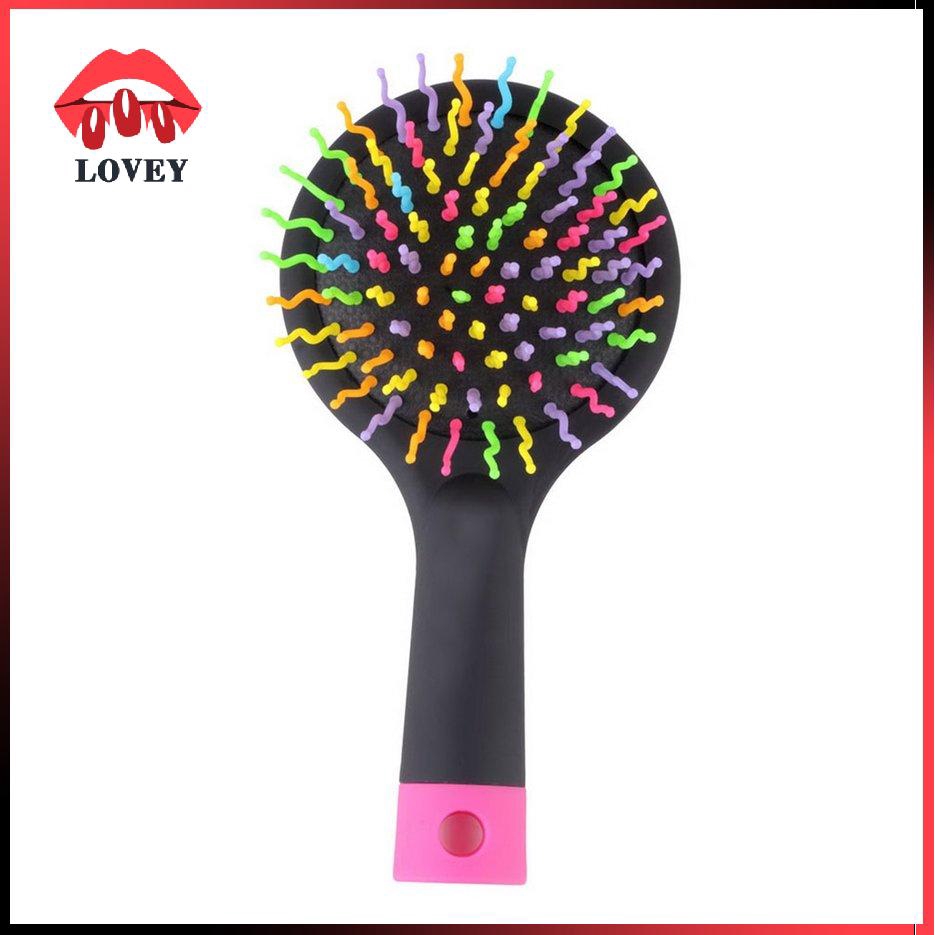 Lược chải tóc tích hợp gương soi chống tĩnh điện massage da đầu màu sắc cầu vồng