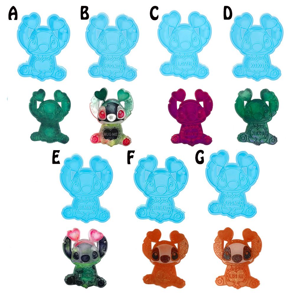 Khuôn Silicone Làm Móc Khóa/Mặt Dây Chuyền/Kẹo/Trang Sức Hình Stitch Chữ Love