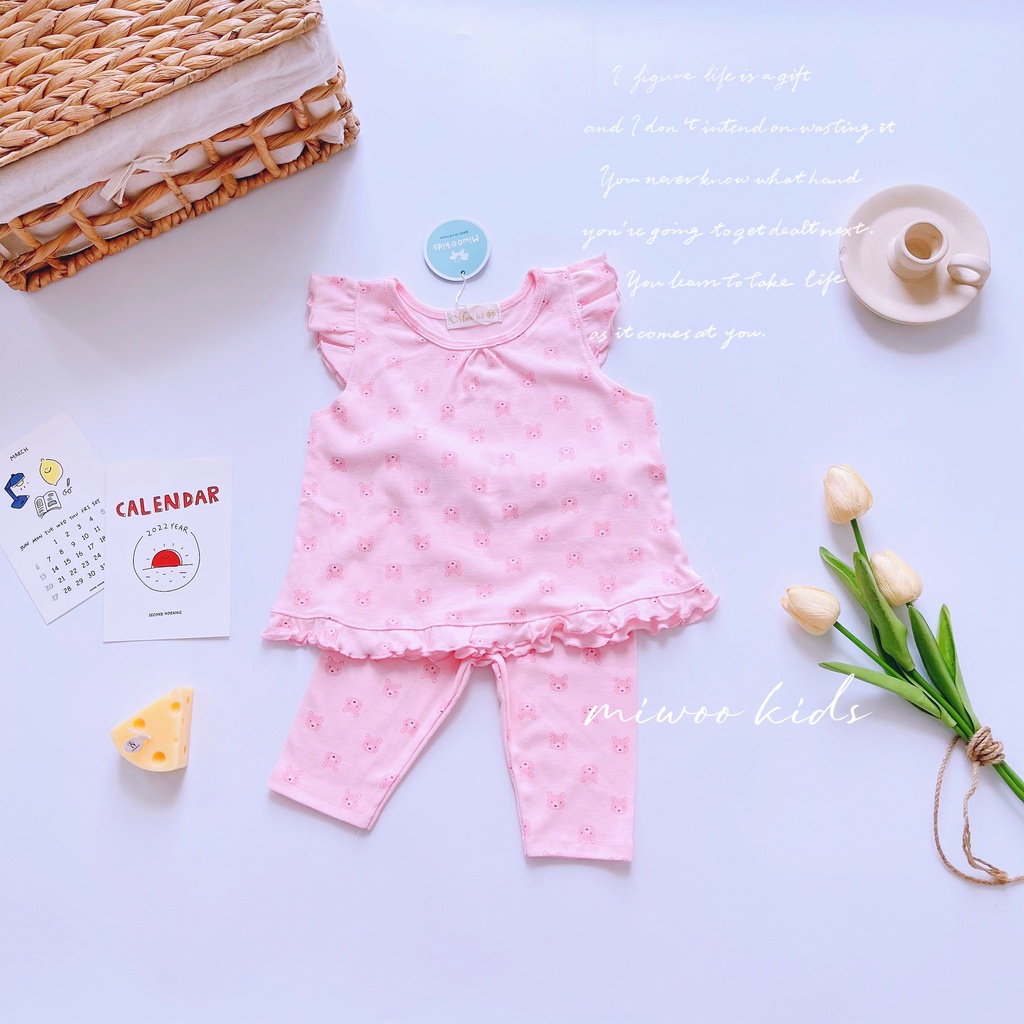 Bộ lửng cotton cánh tiên hoạ tiết dễ thương cho bé gái MIWOO