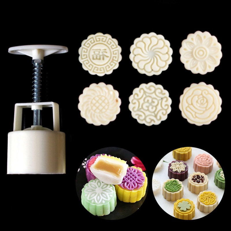 Set 6 Khuôn Làm Bánh Trung Thu 75g Hình Hoa Diy