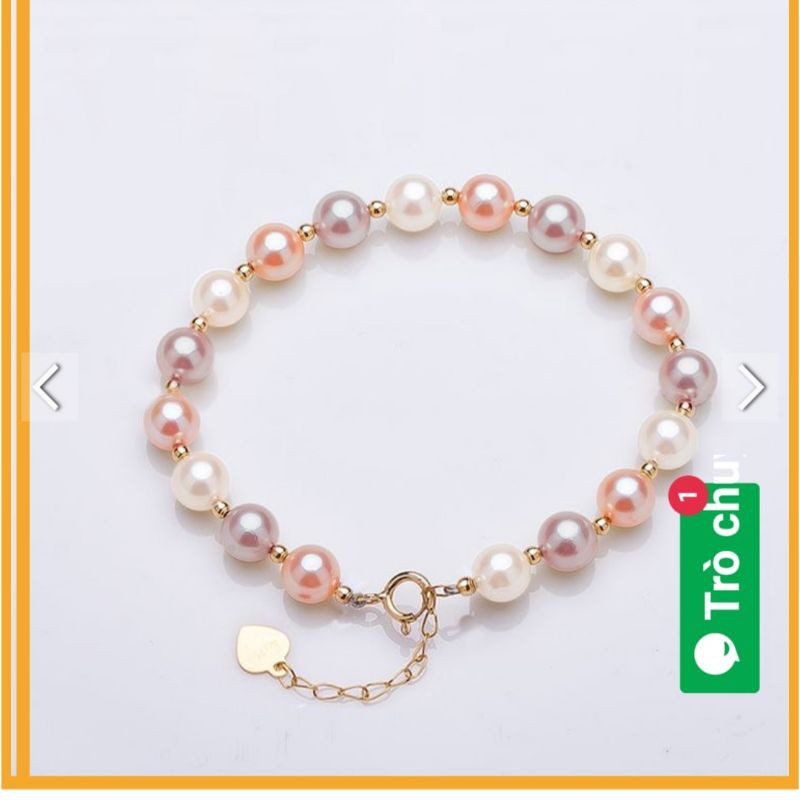 Vòng tay trai nước ngọt phối bi bạc xi vàng