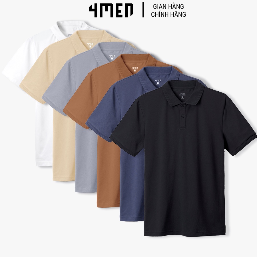 Áo polo nam trơn đẹp 4MEN PO035 có cổ trụ bẻ, ngắn tay, vải thun cá sấu cotton cao cấp chính hãng hàng hiệu giá rẻ