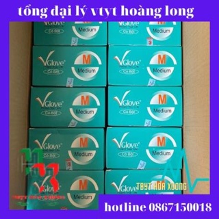 Găng tay cao su y tế có bột vglove hộp 100 chiếc