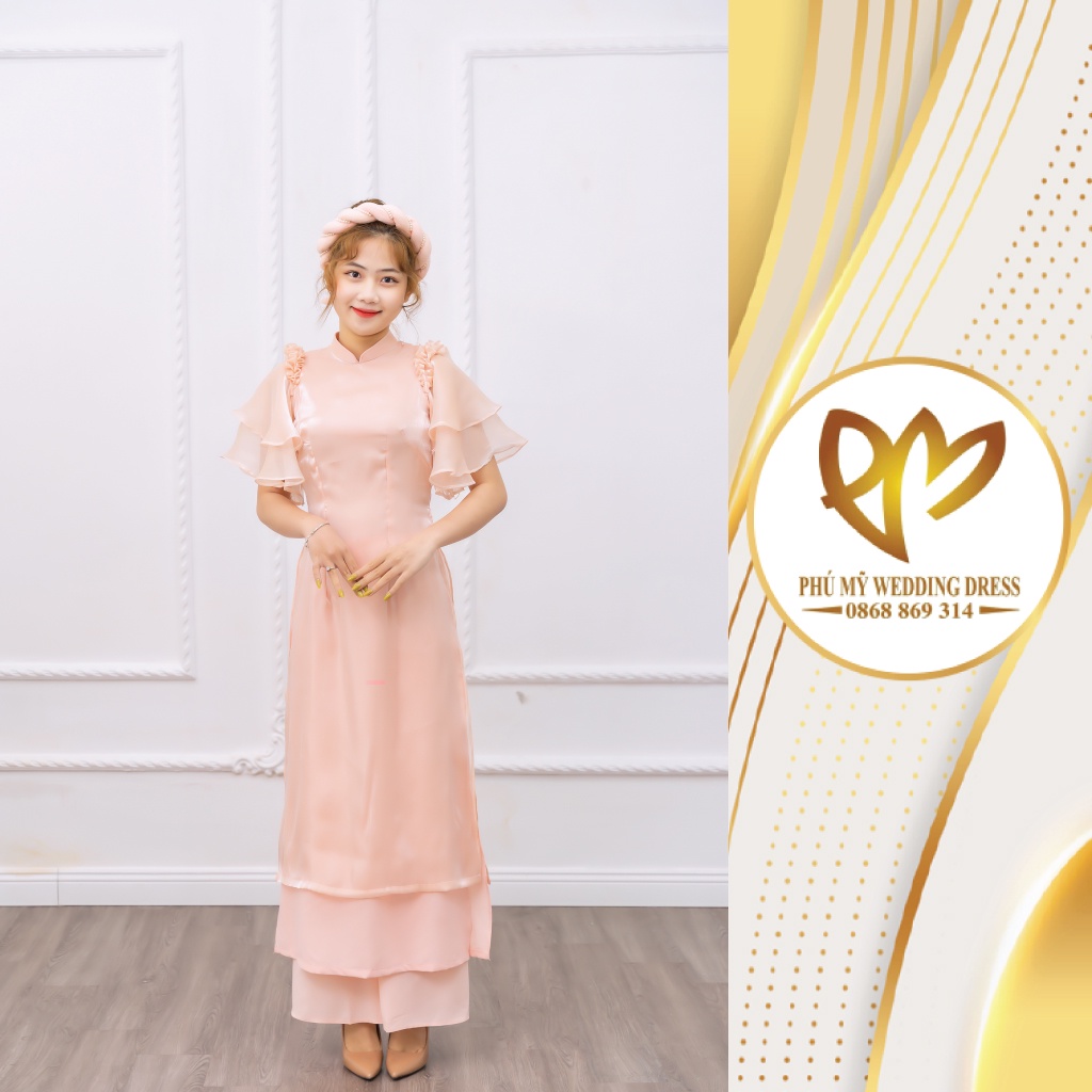 Áo dài von tơ nhũ hồng ngọt ngào
