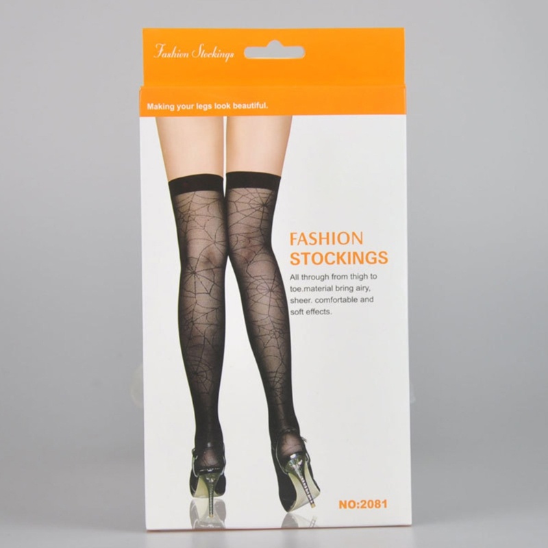 Xiangbao Quần Tất Lưới Dài Qua Gối Họa Tiết Mạng Nhện Gợi Cảm Phong Cách Gothic Cho Nữ L