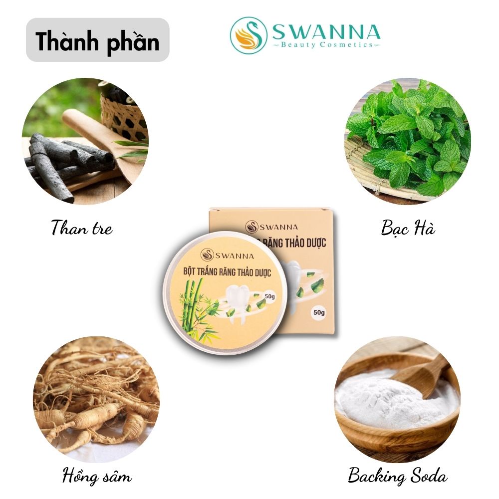 Bột than tre hoạt tính trắng sáng răng thơm miệng SWANNA - Vệ sinh chăm sóc răng miệng tại nhà