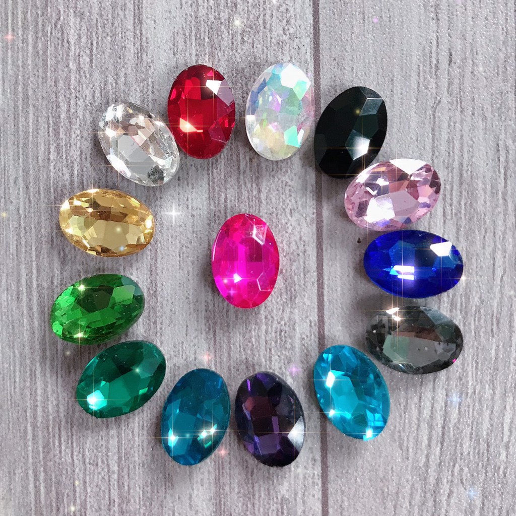 Gói 5 viên Hạt Đá Pha Lê Oval Trang Trí DIY, Trang Trí Túi ví, Trang Trí Ốp Lưng