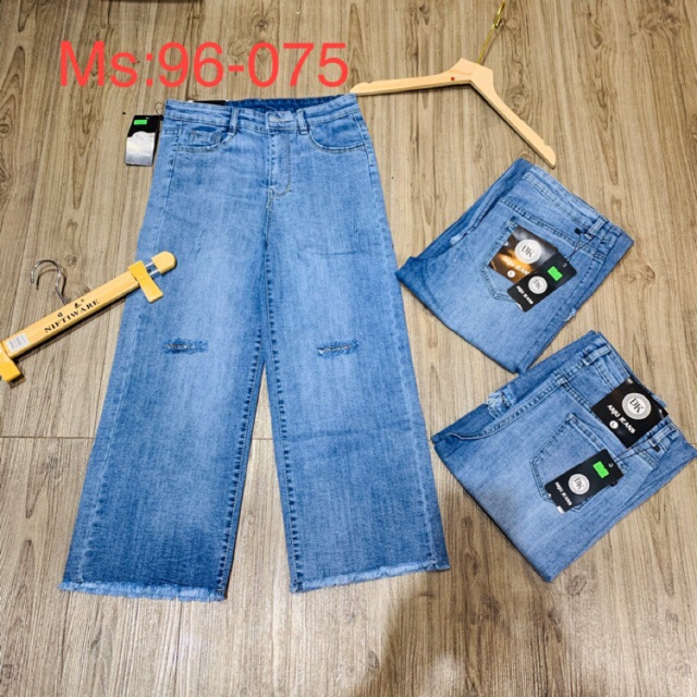 Quần bò suông xước rách ngang gối (MS:96-075)