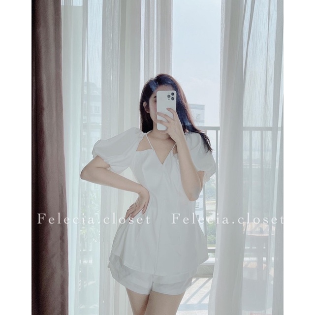 Áo peblum dây đan chéo cổ