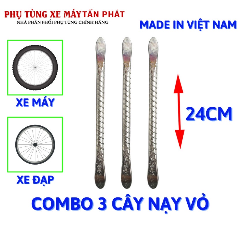 Bộ 3 Cây Nạy Vỏ Xe Máy Dài 24cm Chất liệu thép