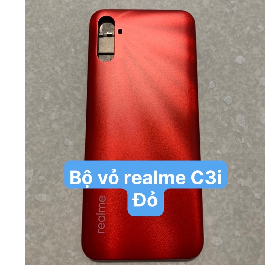 Bộ vỏ điện thoại zin hãng Realme C3i ( bộ gồm lưng, sườn, kính camera, phím bấm )