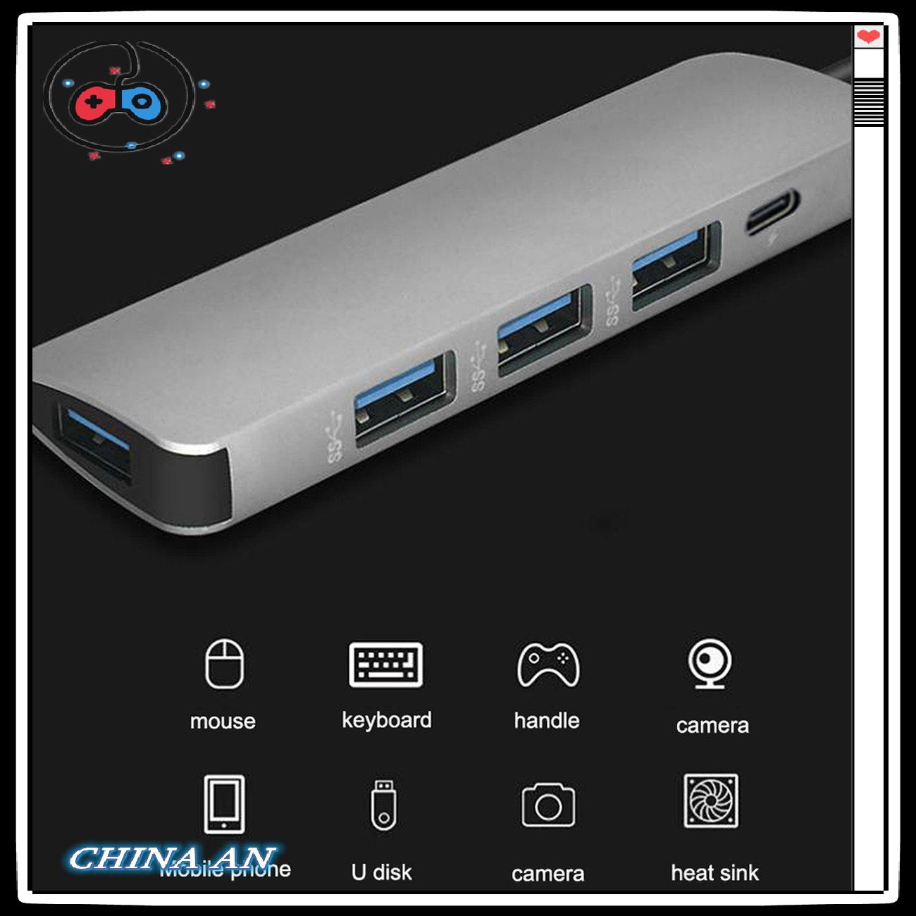 ⚡Hot sản phẩm/5 in 1 USB C HUB USB-C to 3.0 HUB Thunderbolt 3 Adapter for MacBook Portable