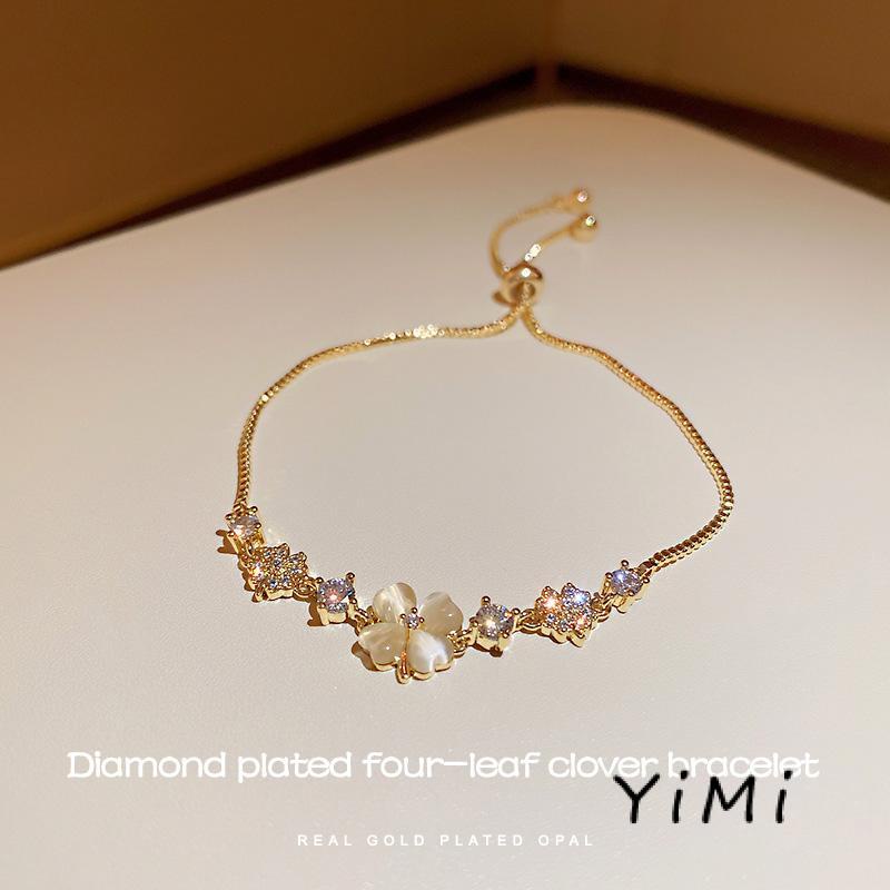 Vòng Tay Mạ Vàng Thật Đính Đá Opal Cánh Hoa Cánh Hoa Thời Trang Mùa Hè Siêu Thượng