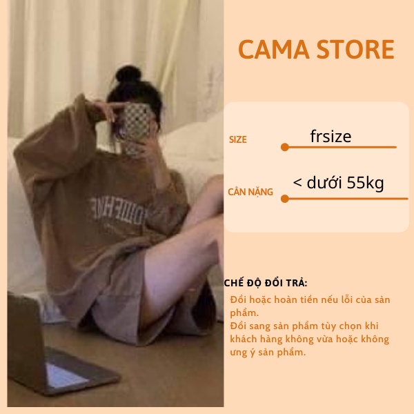 Bộ nỉ nữ áo sweater nữ hoodie form rộng cổ tròn cute hàn quốc unisex dài tay CAMA STORE M248 | BigBuy360 - bigbuy360.vn