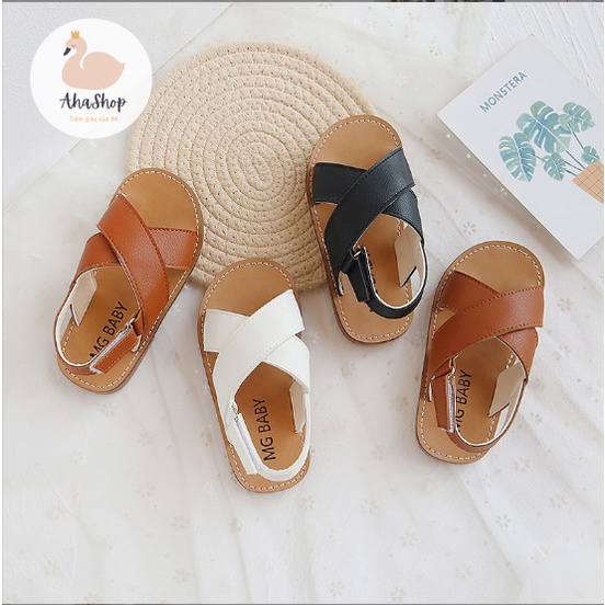 Sẵn tăng size Dép sandal quai chéo đế kếp style Hàn Quốc cho bé trai, bé gái K001