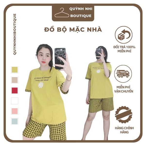 Đồ Bộ Nữ Mặc Nhà Set Áo Rộng Mix Quần Đùi Short Caro Có Size 40-75kg - CT25