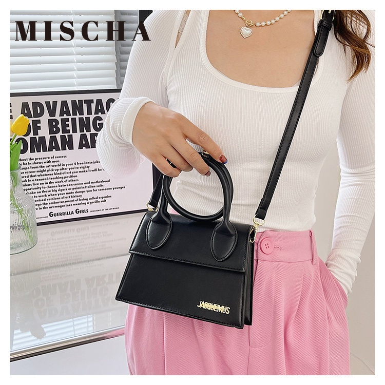 MISCHA Túi Xách Da PU Màu Trơn Phong Cách Phương Tây Thời Trang Cho Nữ