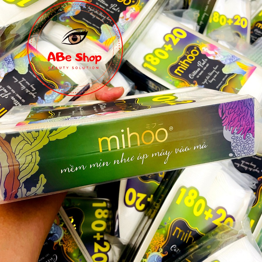 BÔNG TẨY TRANG MIHOO 200 miếng - 100% Cotton mềm mịn | BigBuy360 - bigbuy360.vn