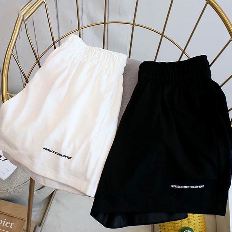 Quần short nữ K99, quần đùi ống rộng thêu chữ chất liệu cao cấp dày dặn rộng rãi thoải mái cho người mặc.