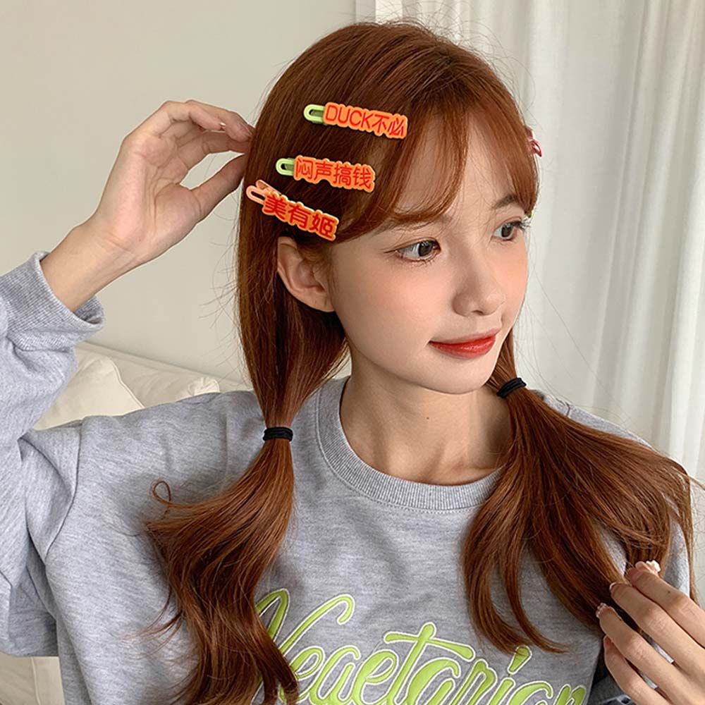 Kẹp tóc bằng nhựa resin màu kẹo hình học hoạt hình vui nhộn phong cách Hàn Quốc cho nữ