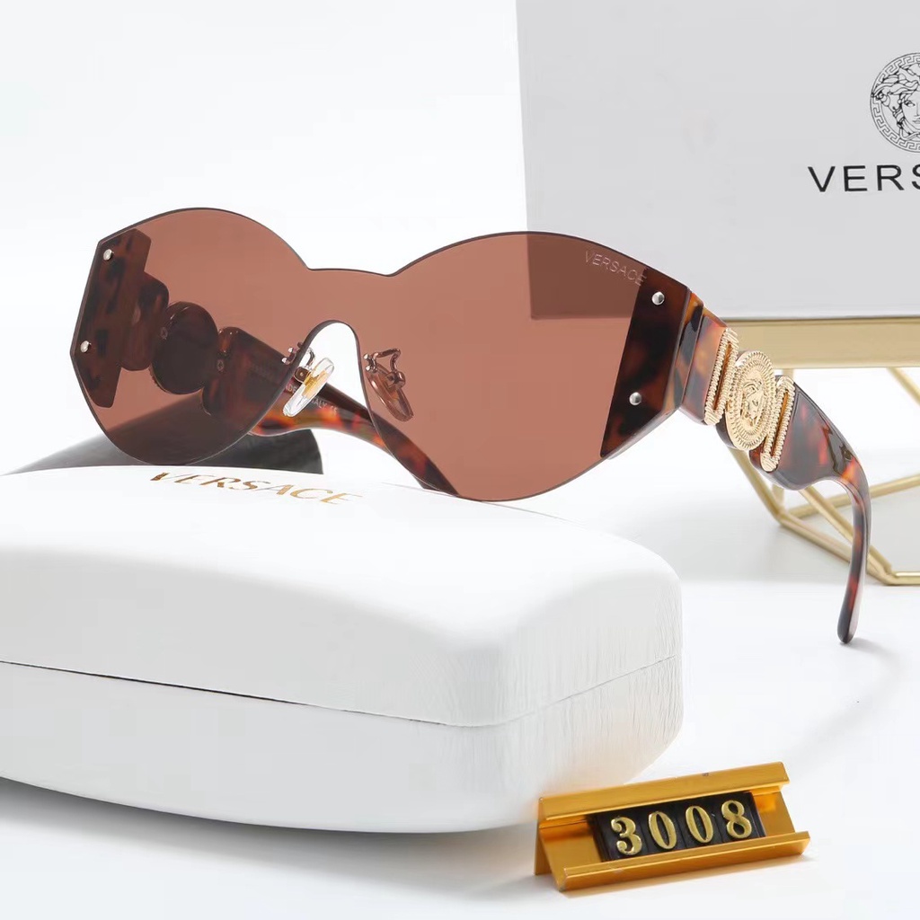 Kính Mát Chống Tia UV Gọng Mắt Mèo Oval Không Vành Hiệu Versace Phong Cách Cổ Điển Sang Trọng Dành Cho Bạn Nữ Đi Du Lịch Ngoài Trời