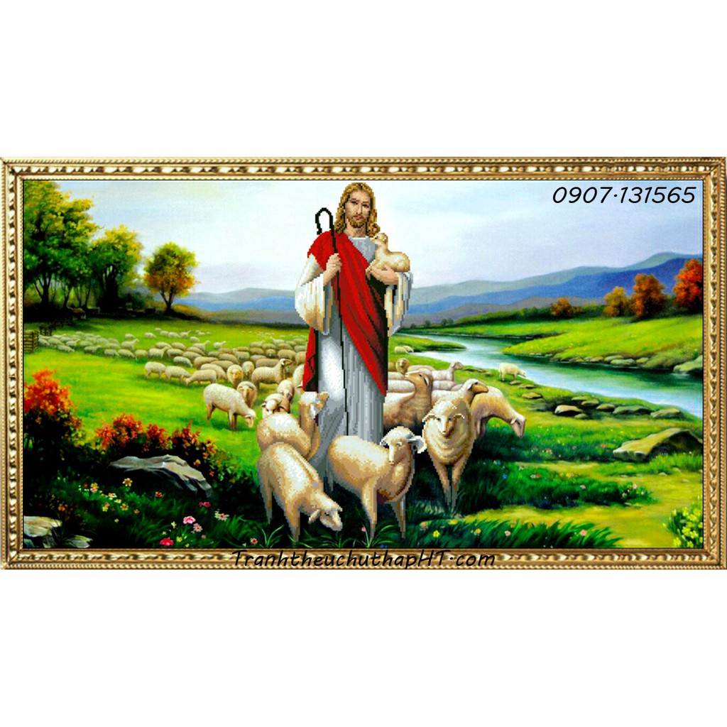 Tranh đính đá Chúa chăn chiên – tự làm