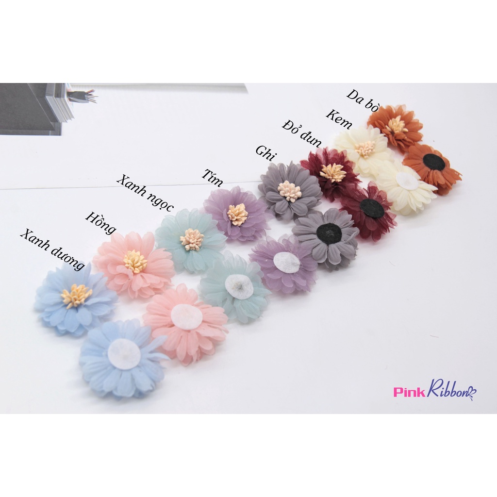 Hoa cúc voan bé cỡ 4cm làm phụ liệu thời trang, may mặc