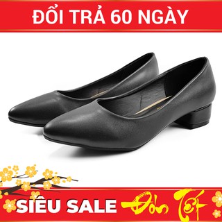 Giày cao gót nữ đế vuông 3cm da siêu mềm êm chân VNXK 3P25