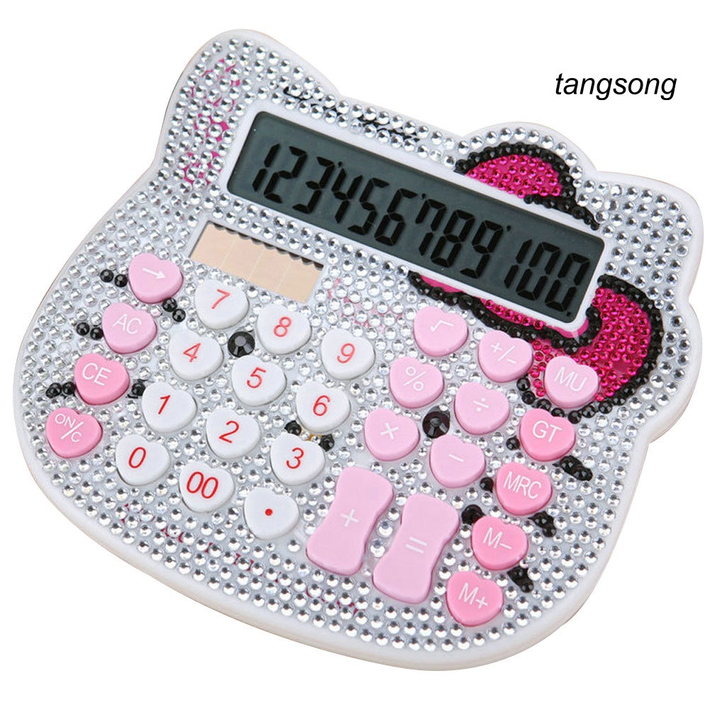 Máy tính cầm tay hình Hello Kitty đính đá chạy bằng năng lượng mặt trời