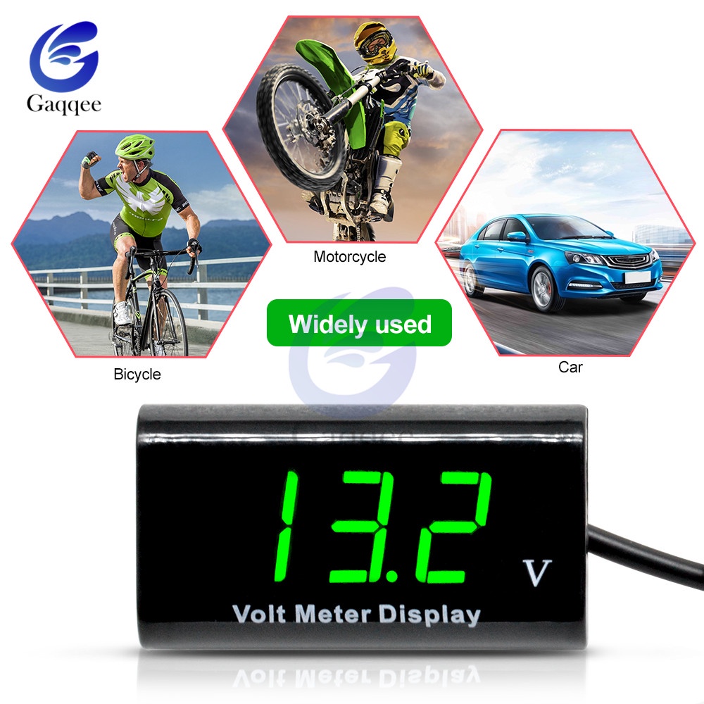 GAQQEE Vôn Kế Kỹ Thuật Số DC 12V Màn Hình LED Chống Thấm Nước Chuyên Dụng Cho Xe Hơi / Xe Máy