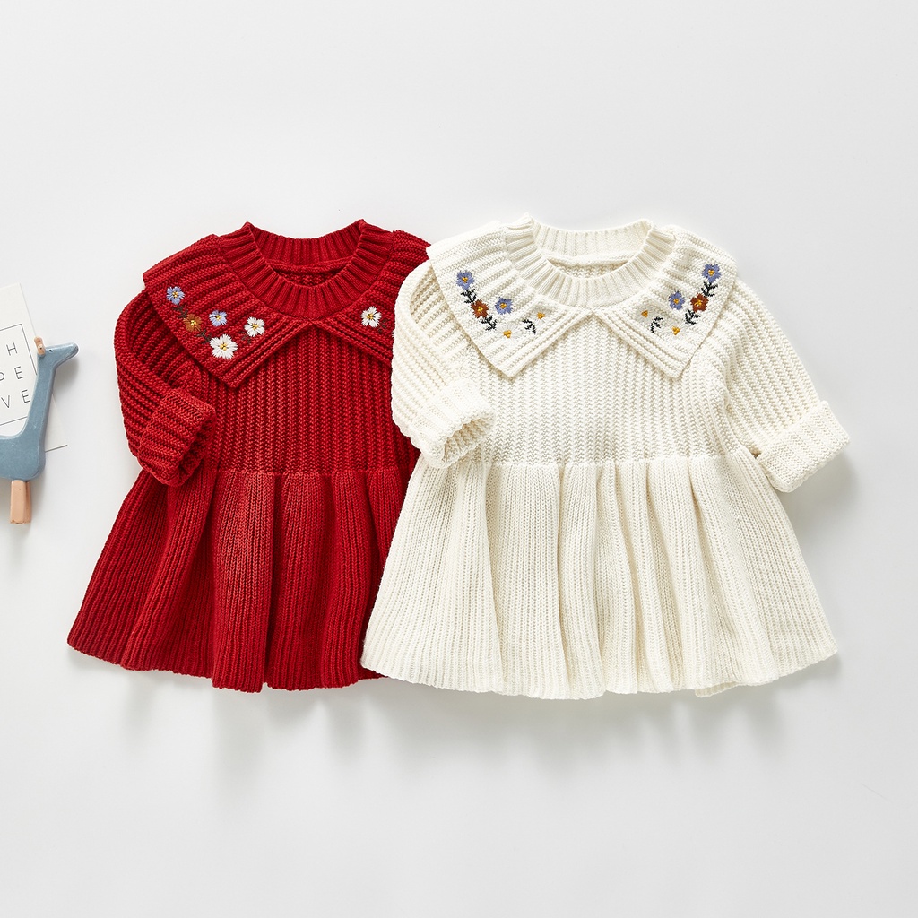 Kids Spring And Autumn Girls Solid Color Dress