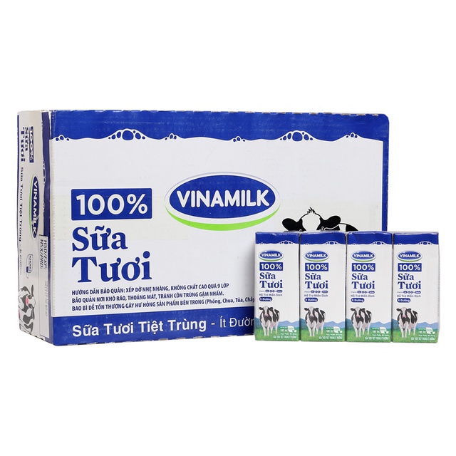 Thùng 48 hộp Sữa tươi tiệt trùng Vinamilk ít đường 180ml