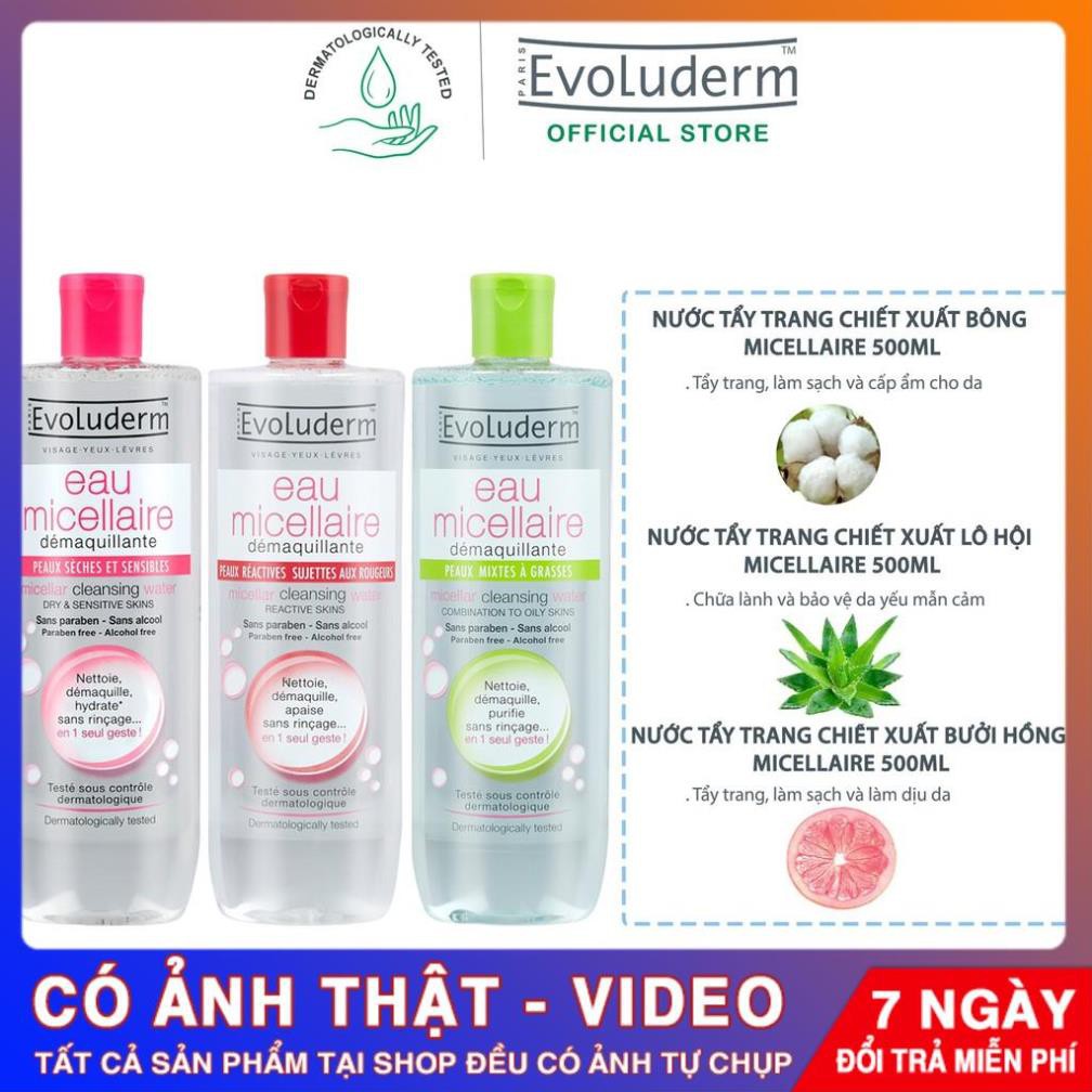 [CHÍNH HÃNG] Nước tẩy trang Evoluderm Eau Micellaire 500ml (Tùy Chọn) | BigBuy360 - bigbuy360.vn