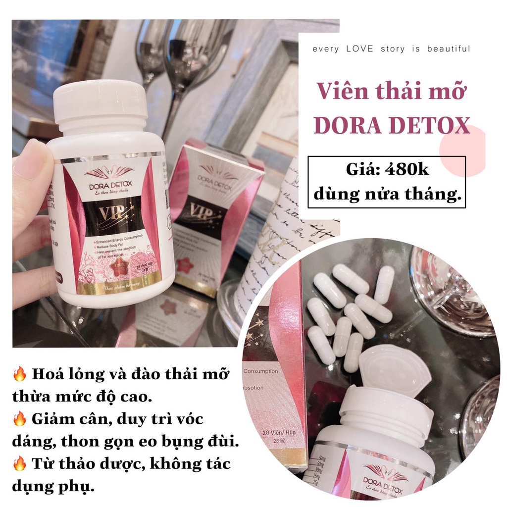 Viên Uống Giảm Cân An Toàn DORA DETOX VIP (Tặng Viên Uống XẸP BỤNG)