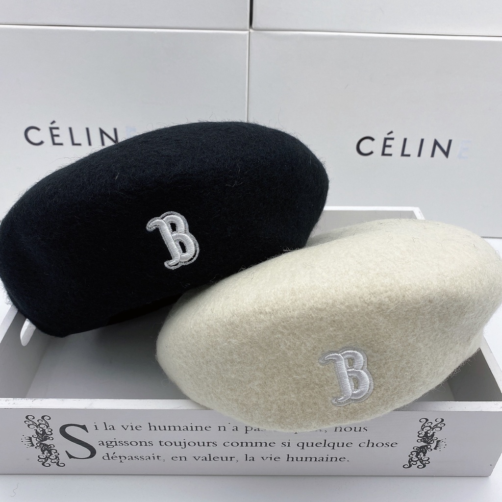 Mũ beret thêu chữ B thời trang nữ tính