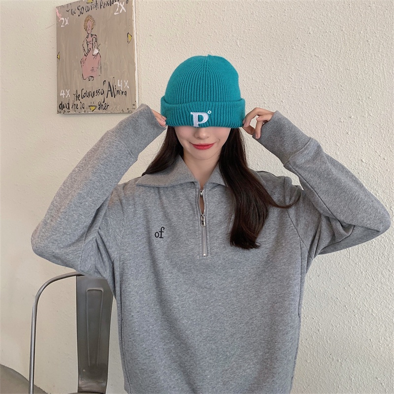 SUXI Áo Nỉ Tay Dài Dáng Rộng Màu Sắc Đơn Giản Dành Cho Nữ