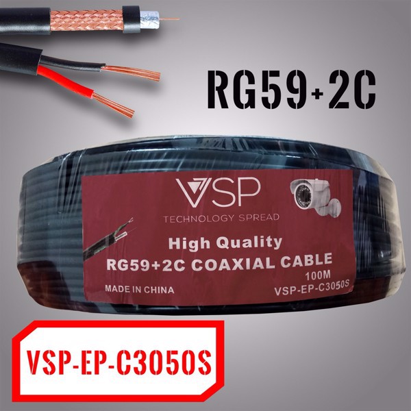 Cáp Đồng Trục VSP-EP-C3050S  RG59+2C 100m camara Có Nguồn