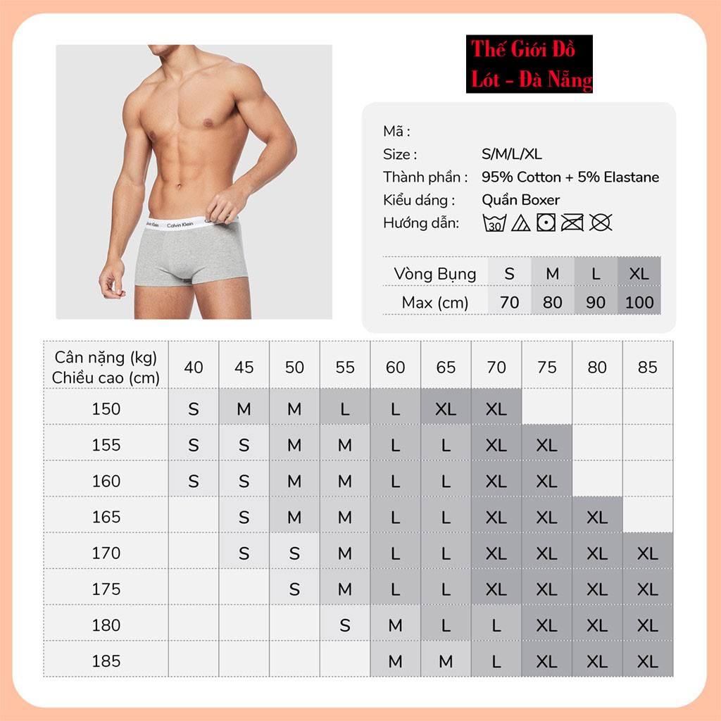 Quần lót nam Boxer Cao cấp Cotton co dãn 4 chiều Thông hơi thấm hút ĐN