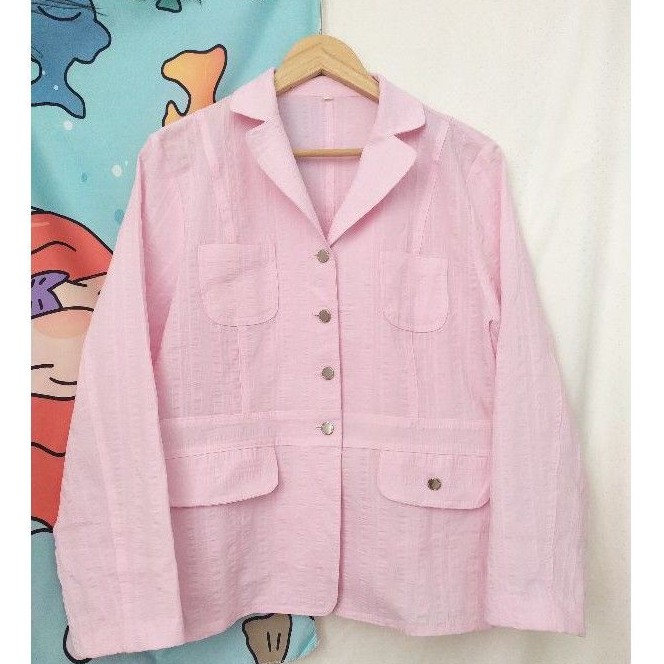 Áo khoác vest mỏng hồng phấn size L XL si Hàn