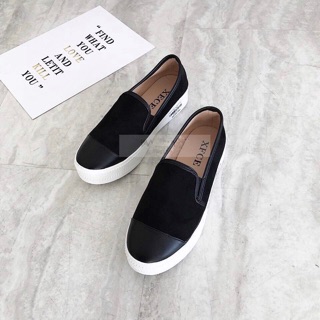 ( ảnh thật ) Slip on da lộn kẻ gót