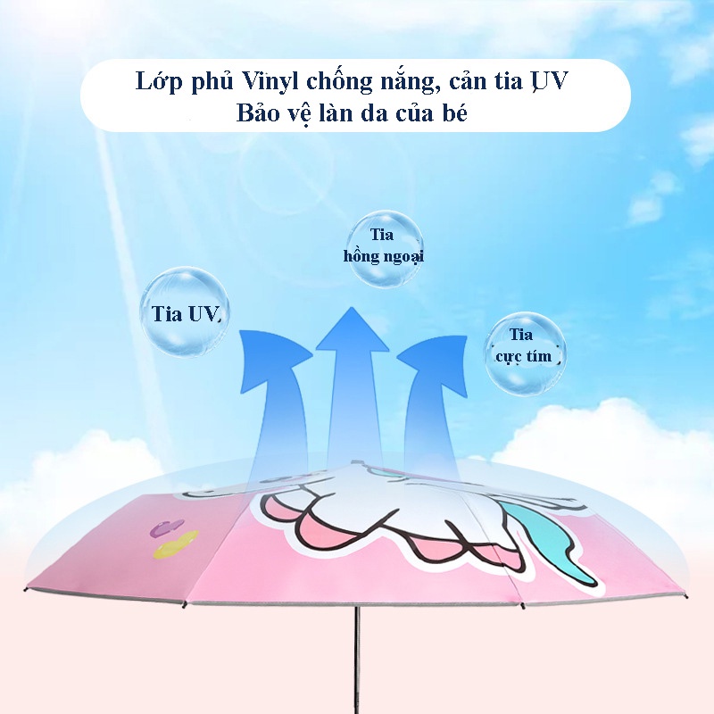 Ô dù gấp gọn TỰ ĐỘNG cao cấp cho bé trai và bé gái