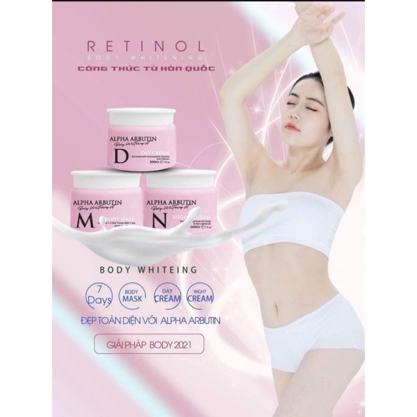 Combo 3 lọ Ủ TRẮNG - TẮM TRẮNG - DƯỠNG TRẮNG DA - ALPHA ARBUTIN