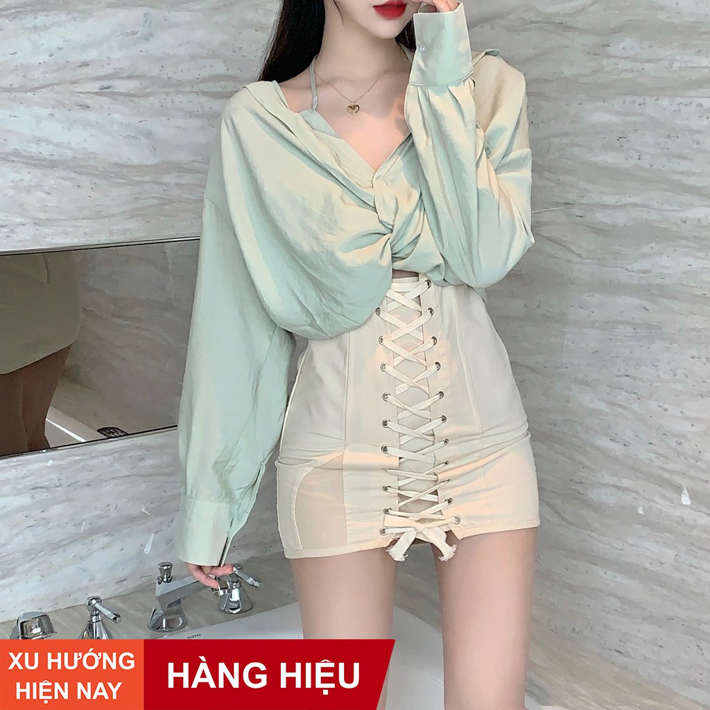 Chân váy chữ a đan dây nữ mini Emilyshop