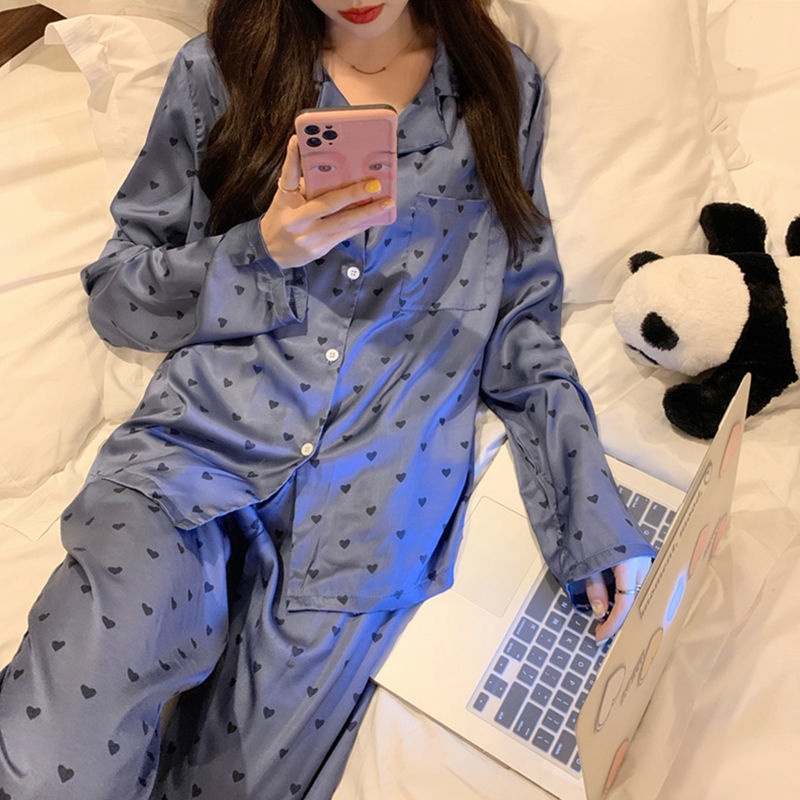 Set đồ ngủ tay dài thiết kế đơn giản dễ thương cho nữ