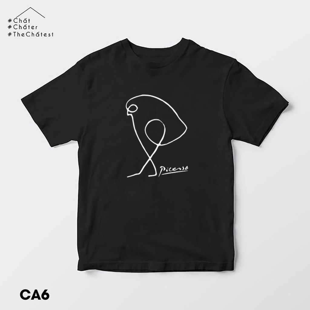 Áo Thun Nam Nữ Hình Chim Én Picasso Màu Đen