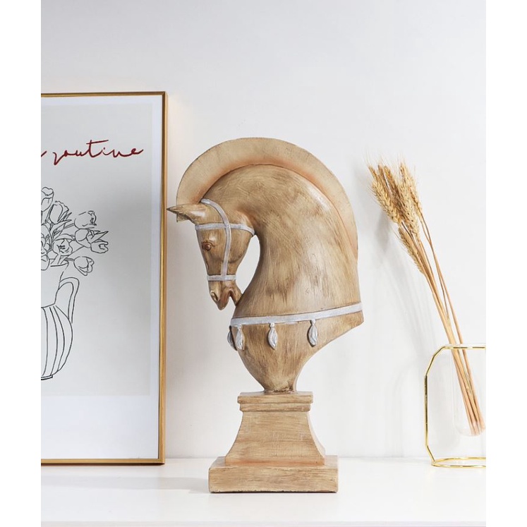 Bộ tượng ngựa gỗ Decor hiện đại phong cách Bắc Âu