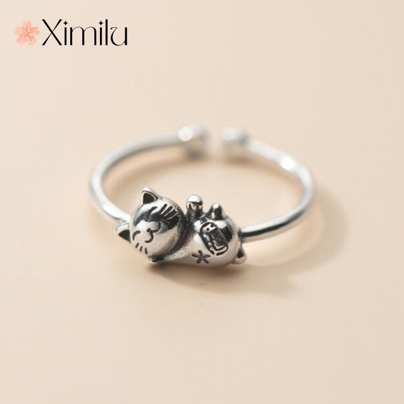 Nhẫn Hình Mèo May Mắn Thiết Kế Tinh Xảo Ngọt Ngào Cho Nữ