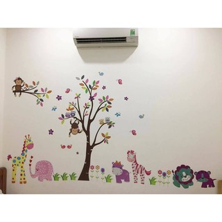 decal dán tường vườn thú lớn