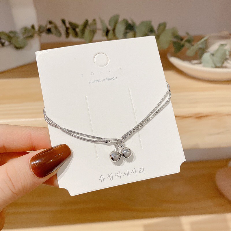 Vòng tay dây xích xương rắn đính chuông thiết kế đơn giản thời trang Hàn Quốc F170