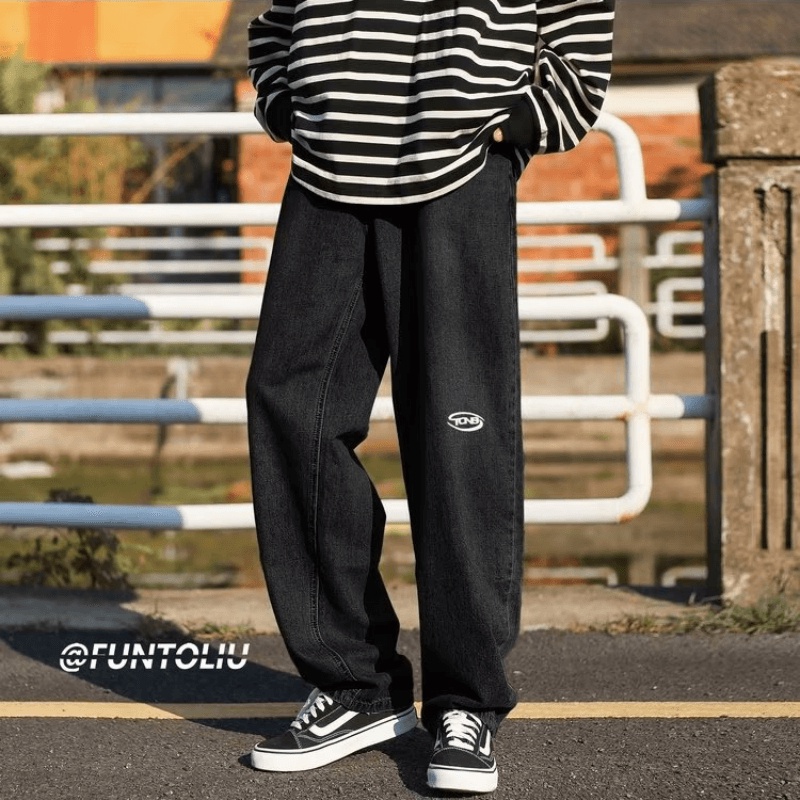 Quần jeans Dài Dáng Rộng Phong Cách Thời Trang Hàn Quốc Cho Nam Giới Size S-3XL